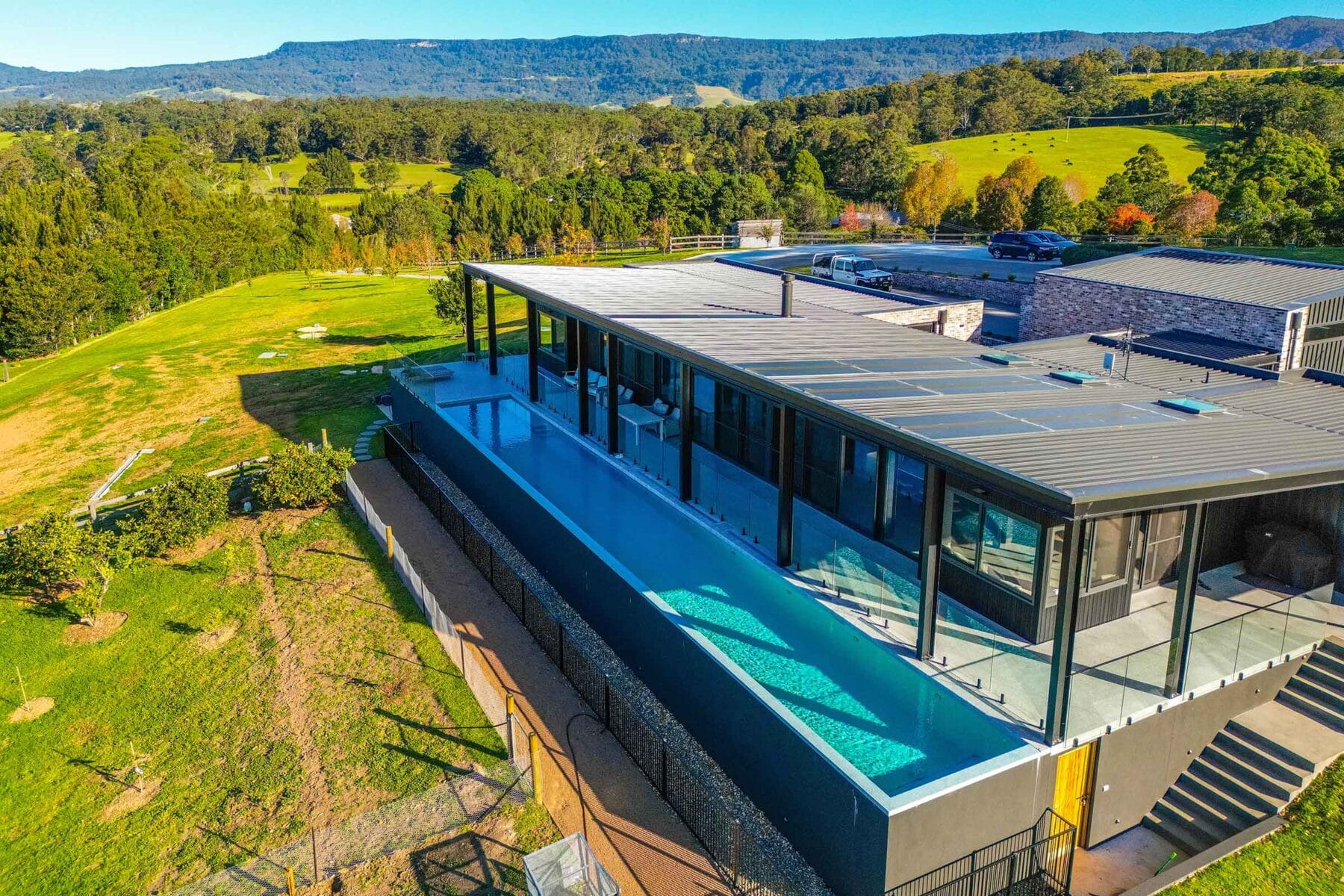 Project Curramore (Curramore, South Coast, NSW) - aerial view of pool area