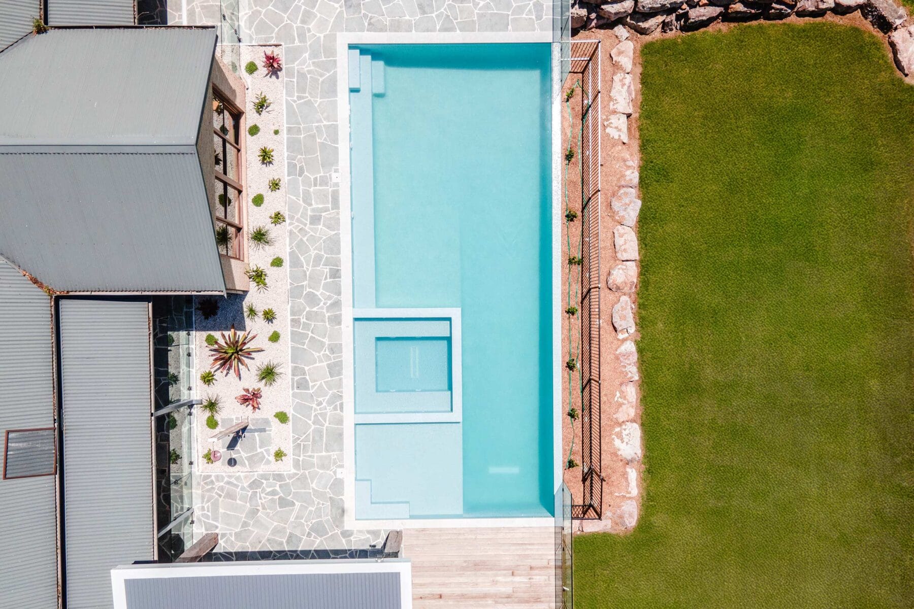 Project Jerrara (Jerrara, South Coast, NSW) - aerial view of pool area