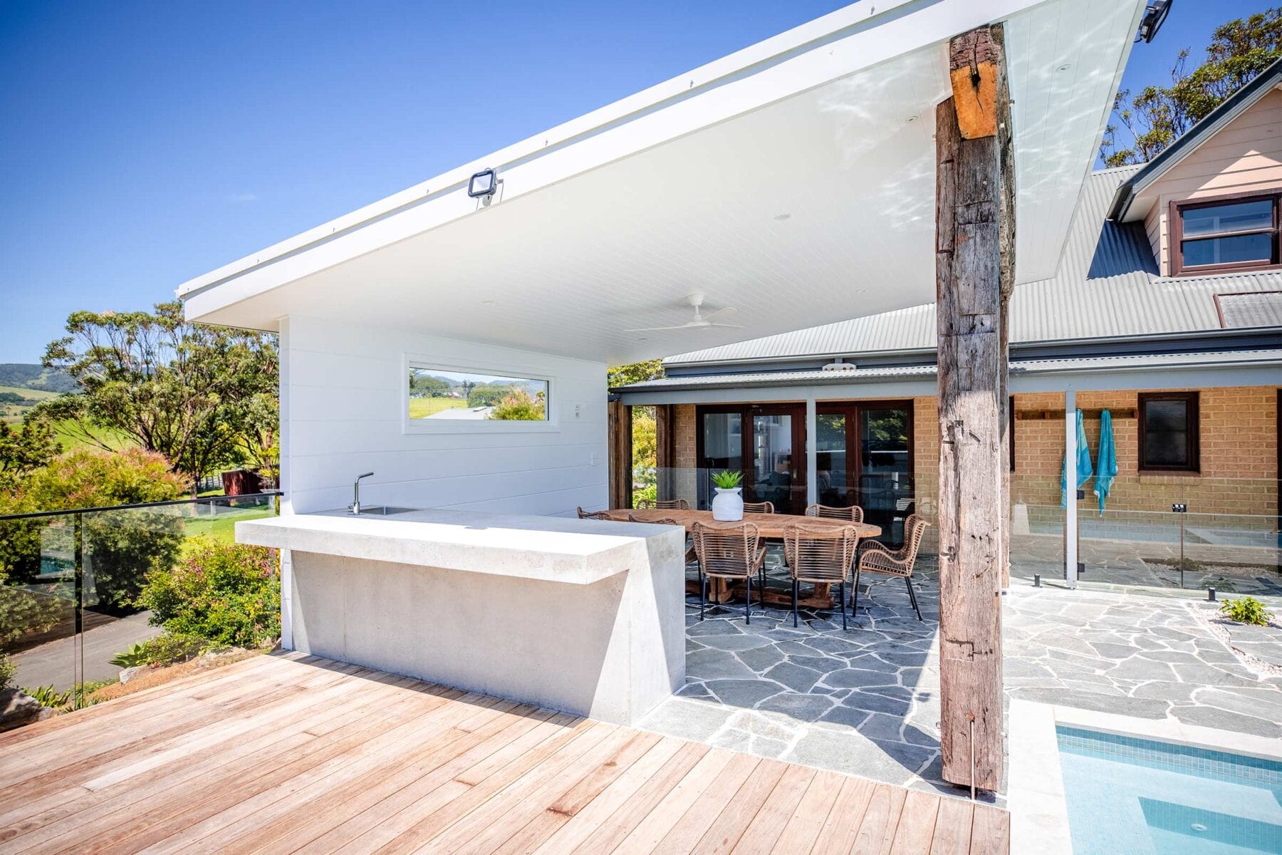 Project Jerrara (Jerrara, South Coast, NSW) - decking and outdoor BBQ/dining area