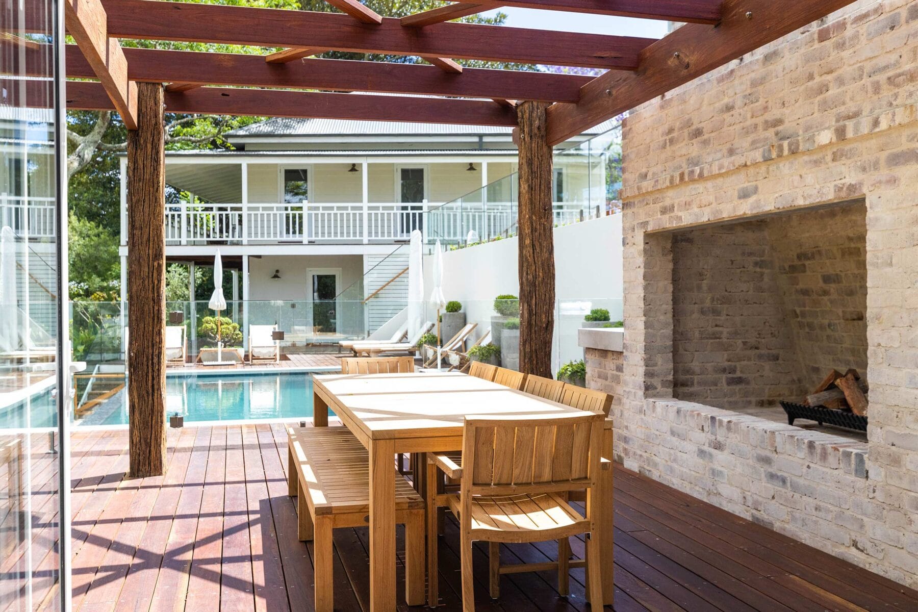 Project Pullman (Berry, South Coast, NSW) - outdoor dining area and fireplace
